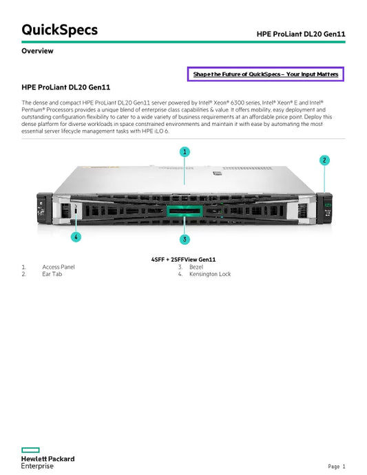 HPE DL20 Gen11 2SFF HDD Enable Kit