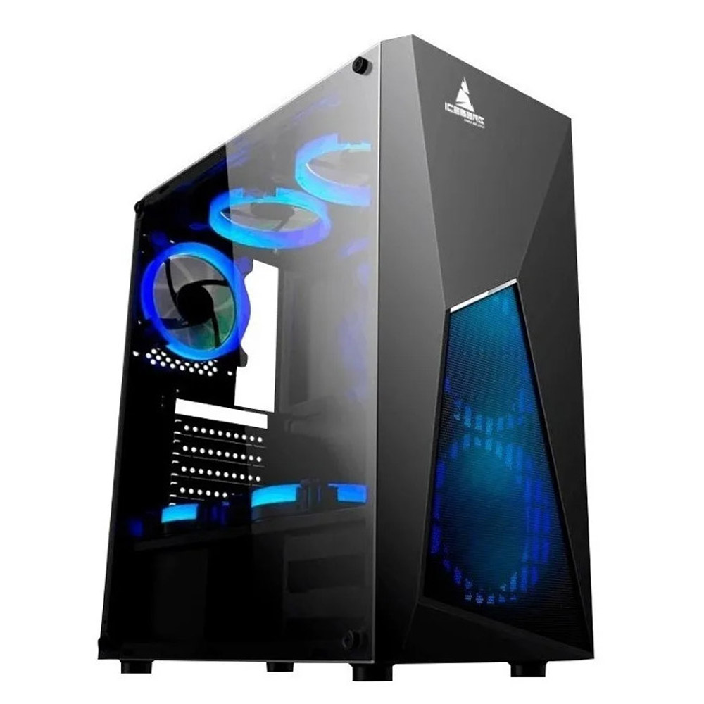 Gabinete Iceberg Turbo Z8 Vidrio Templado 5 FAN BLUE 120mm Negra
